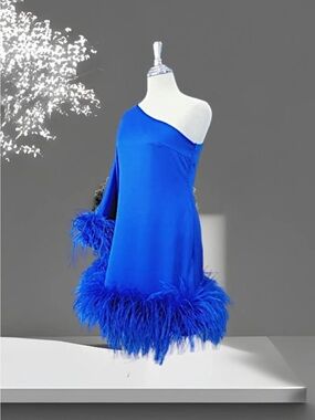 ✨ Pure Main Character Energy ✨ One-Shoulder Ostrich Feather Mini Dress 🔥🔥🔥